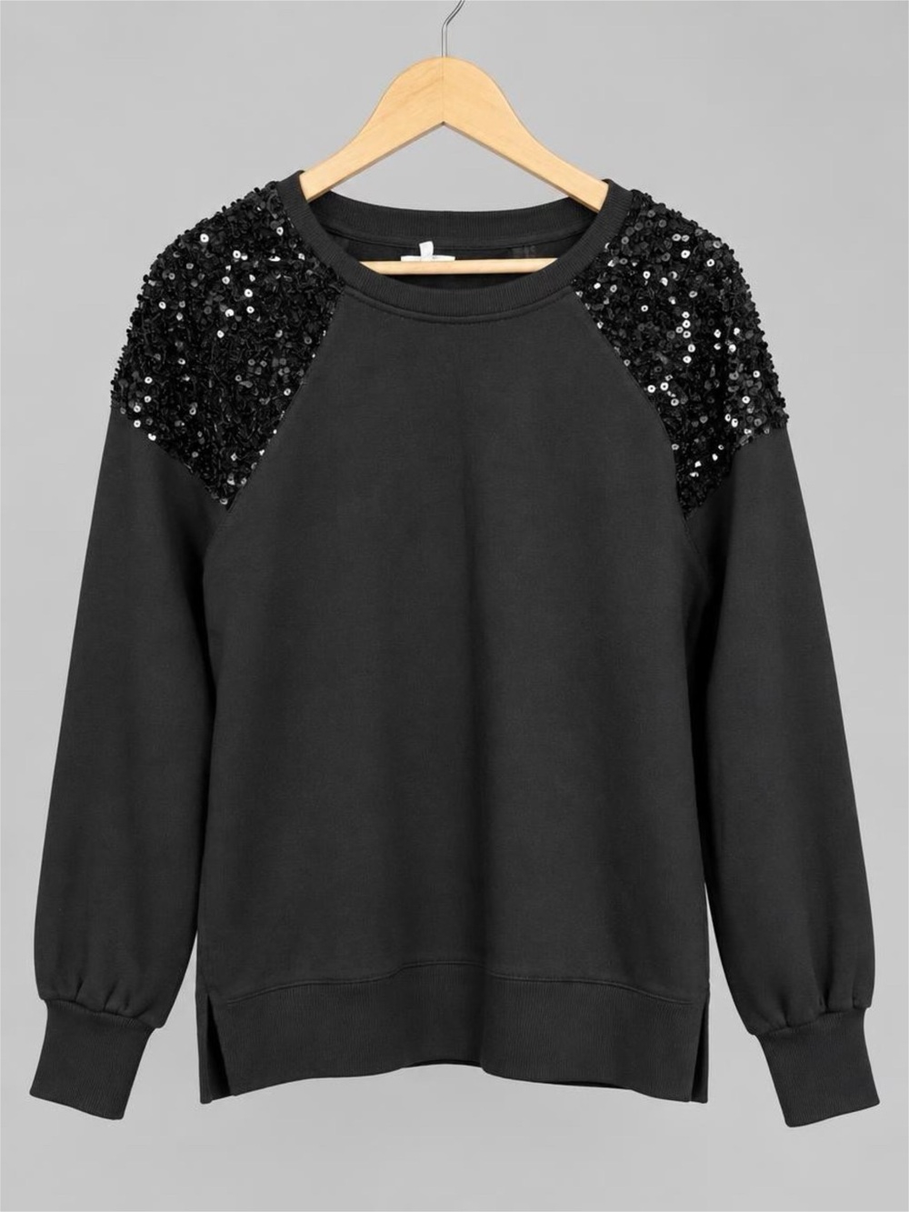 Maurices Black Sequin Shoulder Sweatshirt